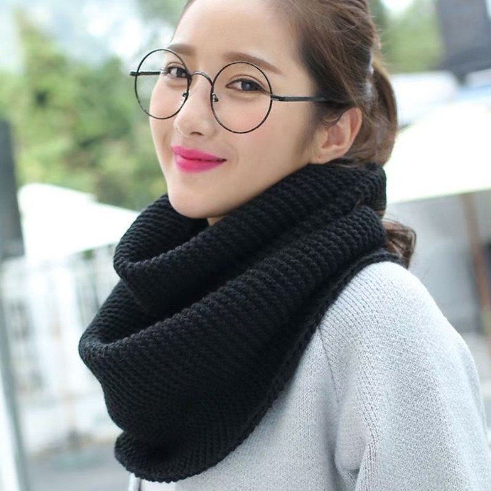 Infinity Scarf Knit - Wärmender, einfarbiger Infinity-Schal, atmungsaktiv, verdickter Halswärmer,