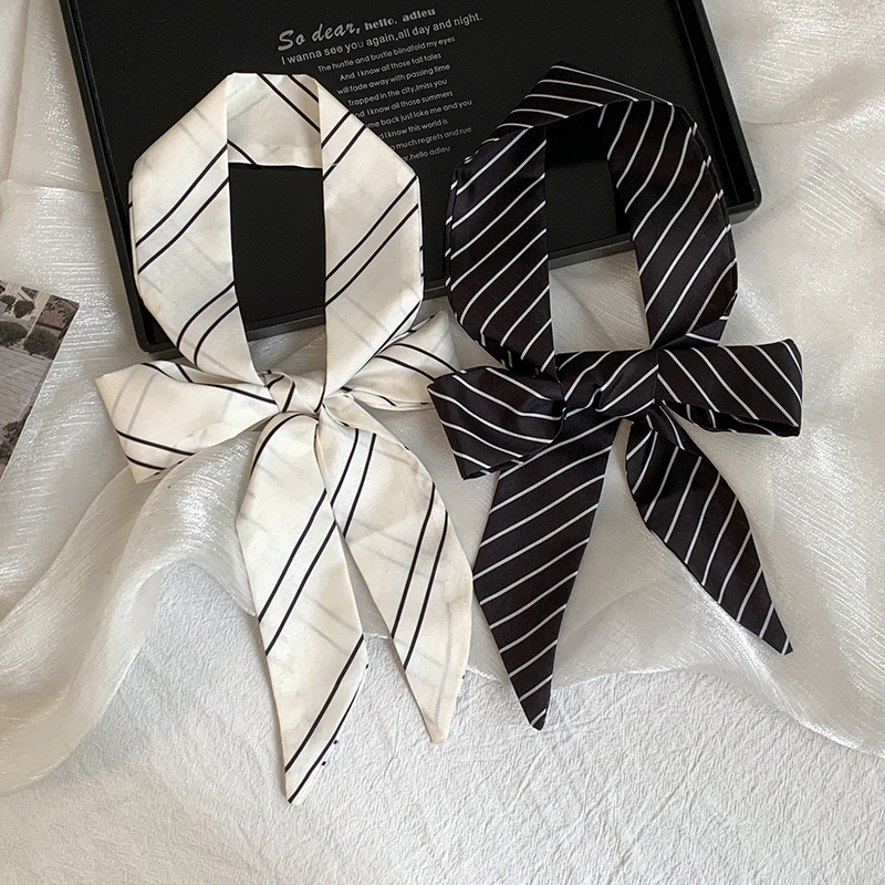 Silk Tie Striped - Sommerlicher neuer gestreifter Seidenschal, langer Schal,