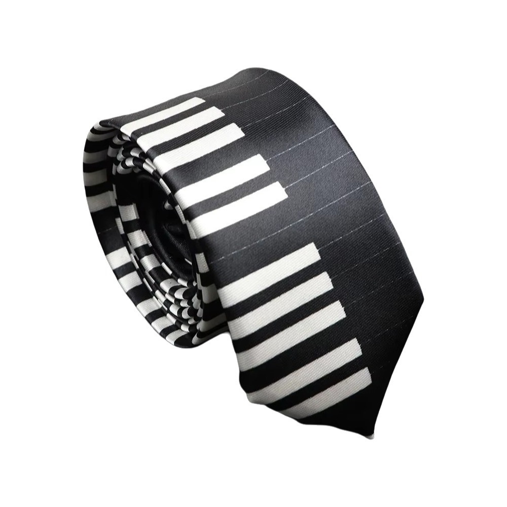 Skinny Tie Men - Einfache schmale Klavierkrawatte, schmale weiße Herrenkrawatte,